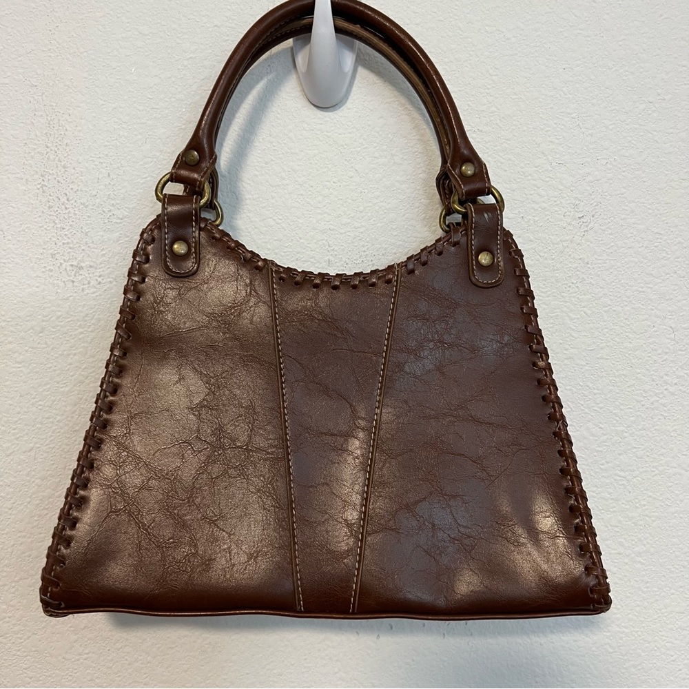 Duck Head Faux Leather Handle Unique Brown Bag